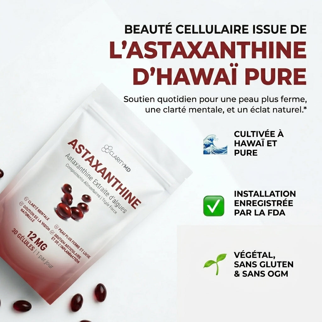 ClarityMD Astaxanthine – Combat naturellement le stress oxydatif pour rétablir l'équilibre intérieur et extérieur